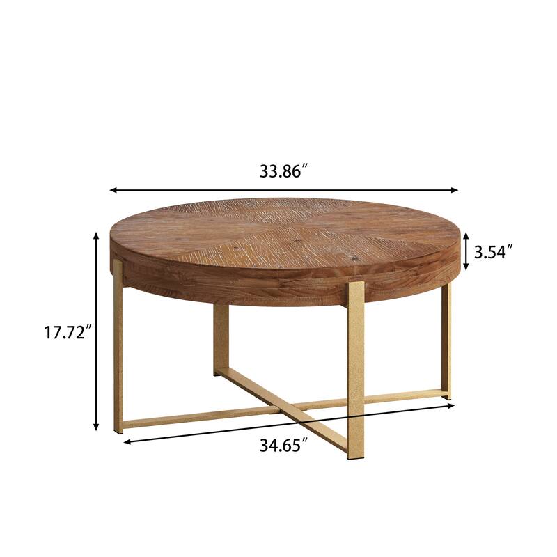 33.86"Modern Retro Splicing Round Coffee Table