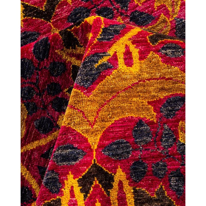 Overton Hand Knotted Wool Vintage Inspired Modern Contemporary Arts & Crafts Black Area Rug - 8' 1" x 10' 0"