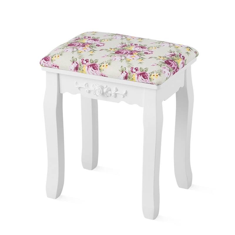 Costway Vanity Wood Makeup Table Stool Jewelry Desk Black/White
