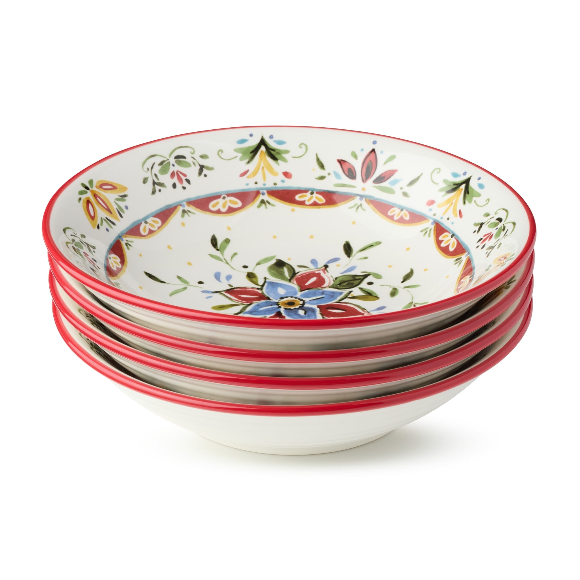 Certified International Provence 9" Soup/Cereal Bowls,Set of 4 Assorted Designs - 9'' W x 9'' D x 2'' H