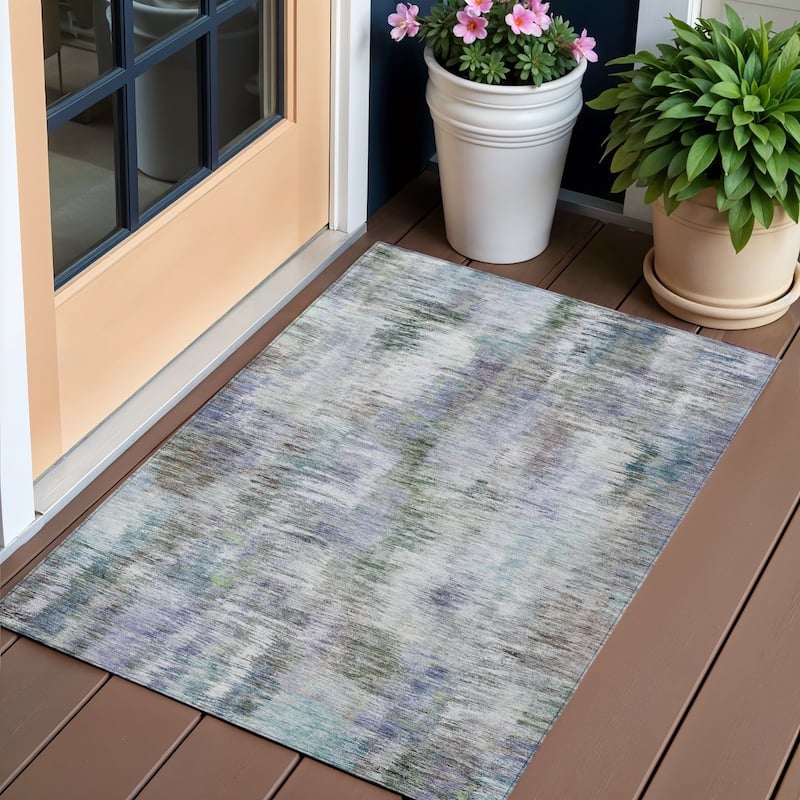 HomeRoots Abstract Transitional Rectangle Outdoor Rug - 3' x 5'