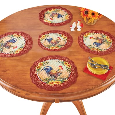 Country Rooster Table Placemats - Set of 5 - MEDIUM