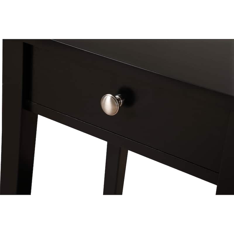 Black Nightstand 28x18x14 Contemporary Compact Bedside Table with Drawer, Durable Finish and Sleek Modern Appearance