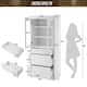 70.1" Modern High Freestanding Tall Bathroom Cabinet with 2 Adjustable Shelves, 3 Drawers, Soft Close Glass Doors