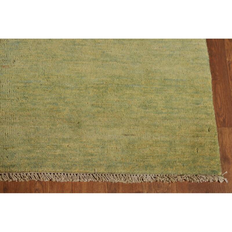 Light Green Modern Gabbeh Oriental Area Rug Handmade Wool Carpet - 4'11" x 6'7"