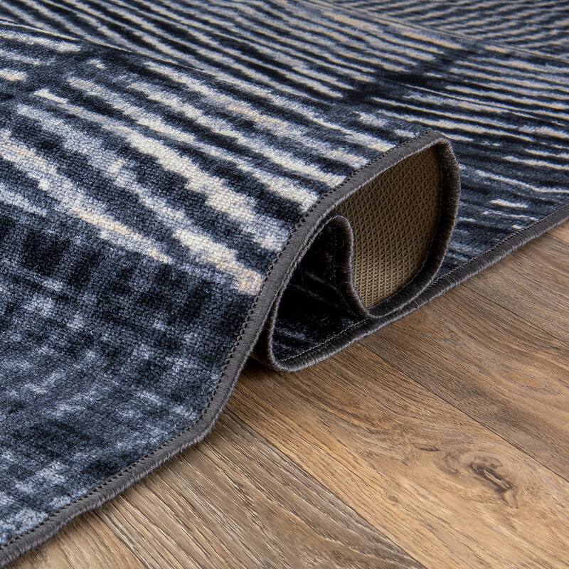 Geometric Stripe Distressed Non Slip Area Rug
