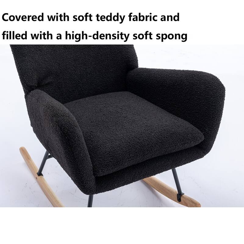 Teddy Fleece Accent Rocking Chair, Glider Rocker, Side Pockets