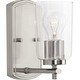 preview thumbnail 1 of 3, Adley Collection One-Light Brushed Nickel Clear Glass New Traditional Bath Vanity Light - 4.5 in x 6 in x 7.75 in 4.5 in x 6 in x 7.75 in