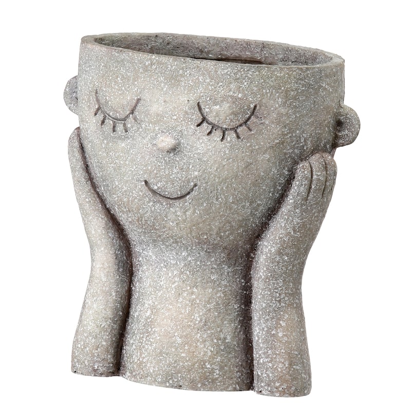 8"T x 6.5"D Polystone Eyelash Face Planter