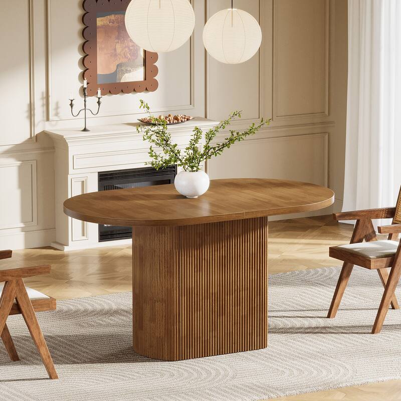 47.24" Oval Dining Table for 4, Rustic Wood Kitchen Table - N/A