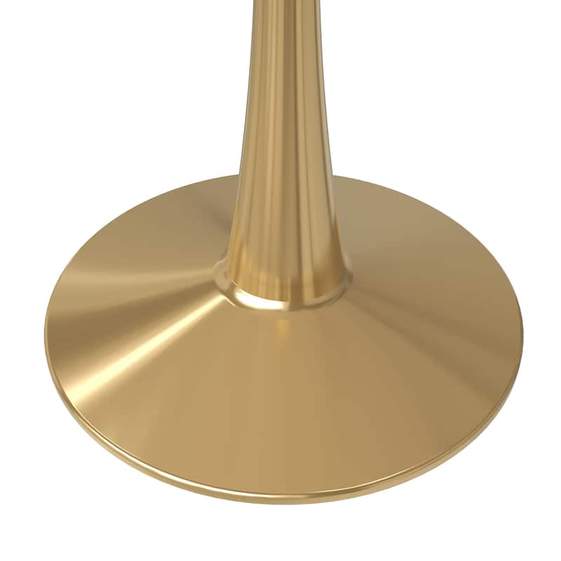 LeisureMod Bristol 40" Round Dining Table for 4 with MDF Tabletop in Gold Steel Base for Kitchen & Dining Room