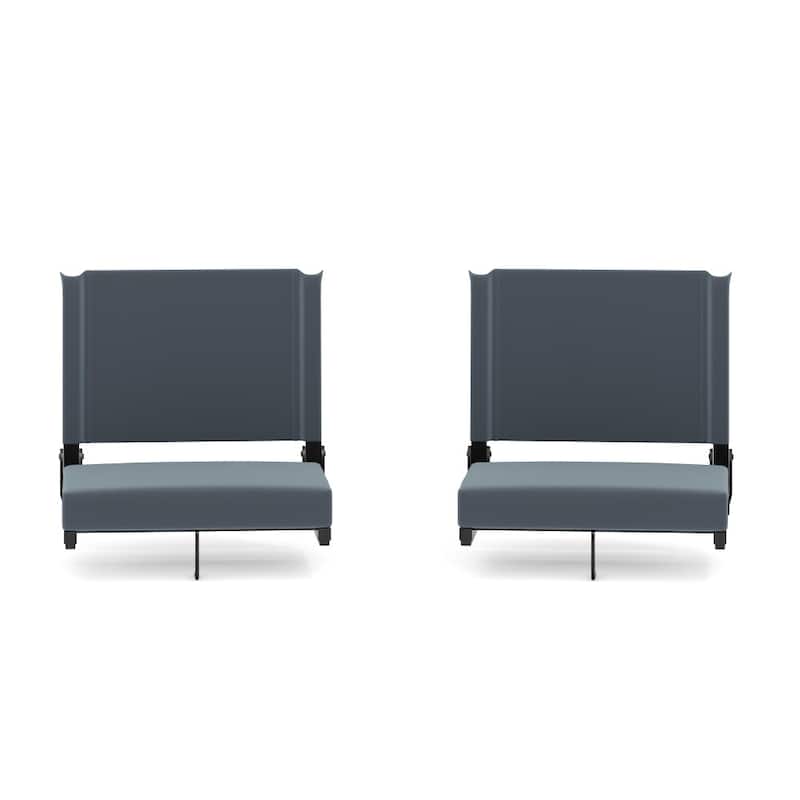 Padded Stadium Chairs with Handles and Bleacher Hooks (Set of 2) - 14"D x 18"W x 18"H - Dark Blue