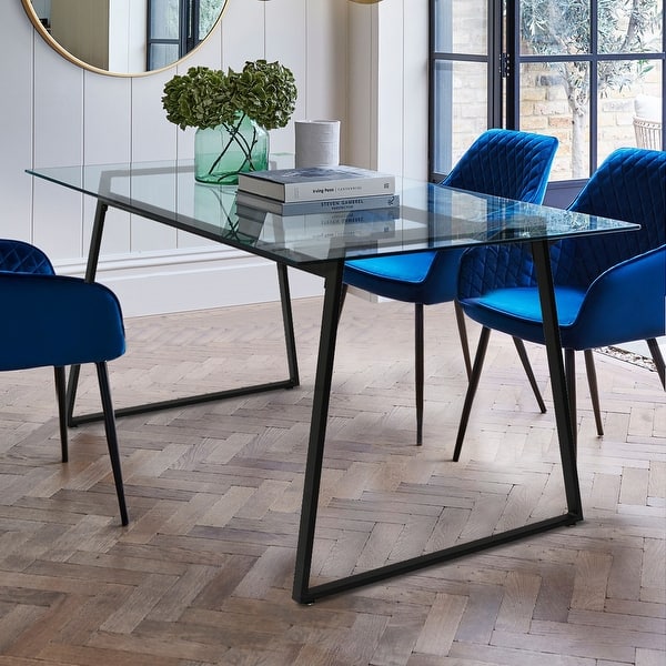 slide 2 of 12, 47"x32" Rectangle Modern Glass Dining table - 47"x32"x30 Black