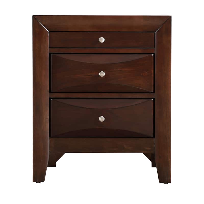 3-Dovetailed Drawers Wooden Nightstand - 28" - Brown