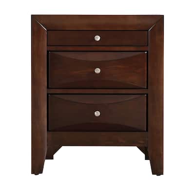 3-Dovetailed Drawers Wooden Nightstand - 28" - Brown