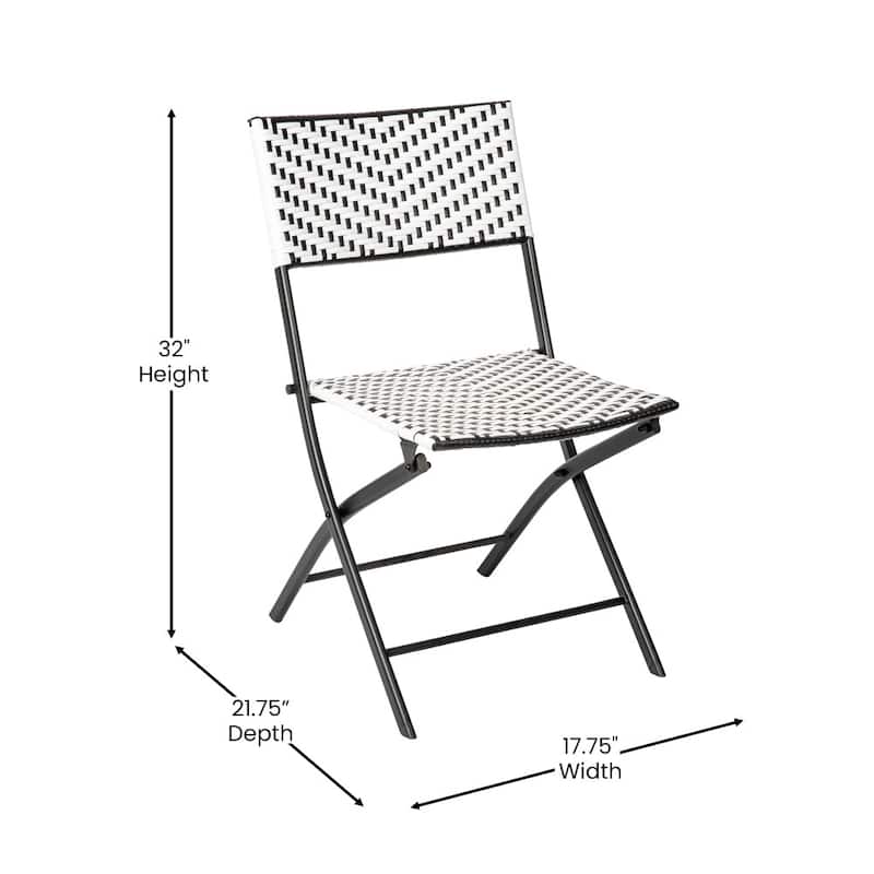 3PC Indoor/Outdoor PE Rattan Folding Bistro Set