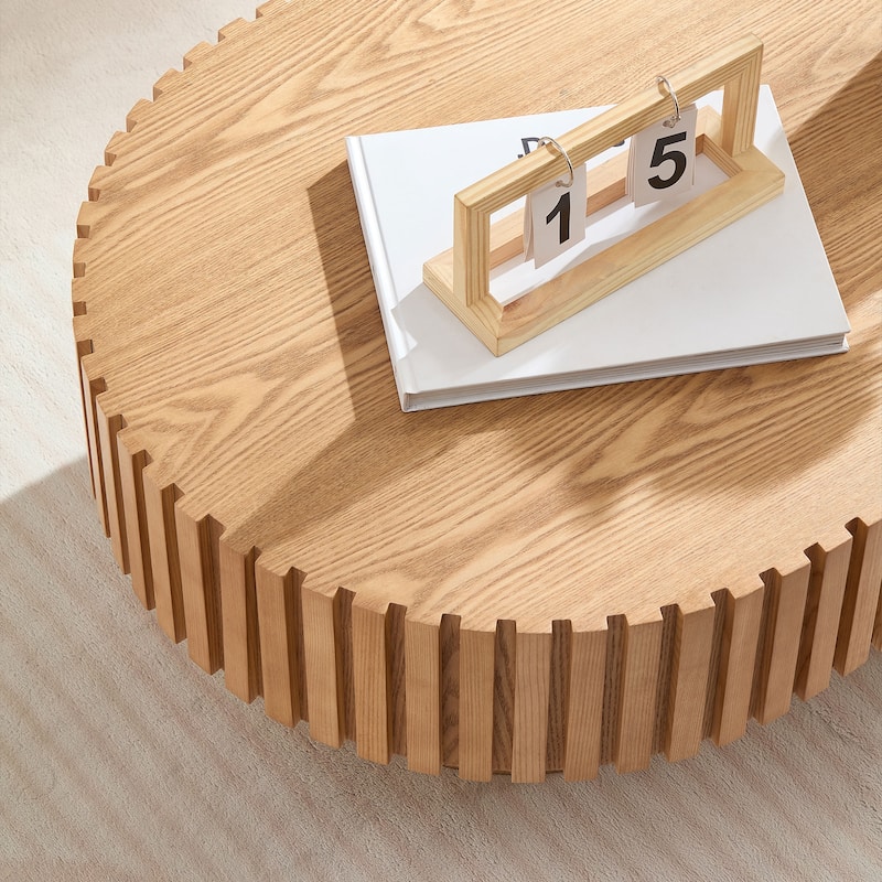 GDF Studio - Montville Modern Oval Wood Drum Coffee Table