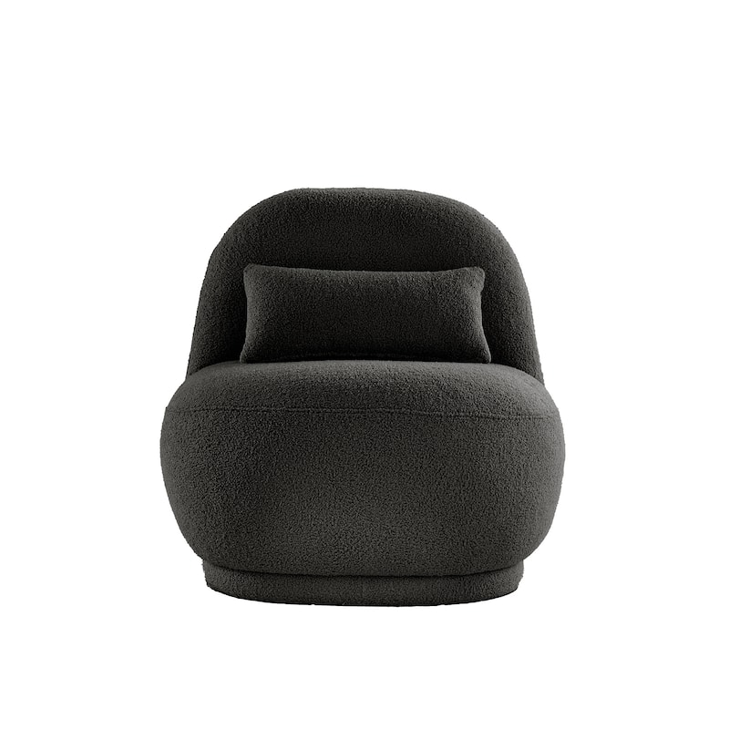 Willits Boucle Lounge Chair with Rounded Design and Lumbar Pillow by iNSPIRE Q Modern