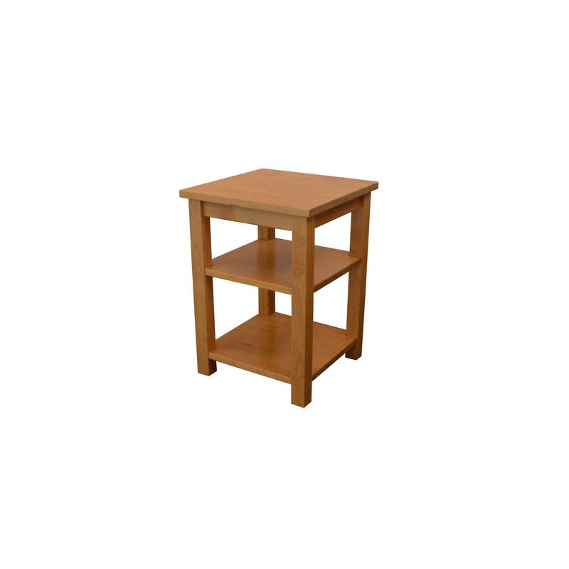 Solid Pine Night Stand with 2 Shelves - Honey Stain