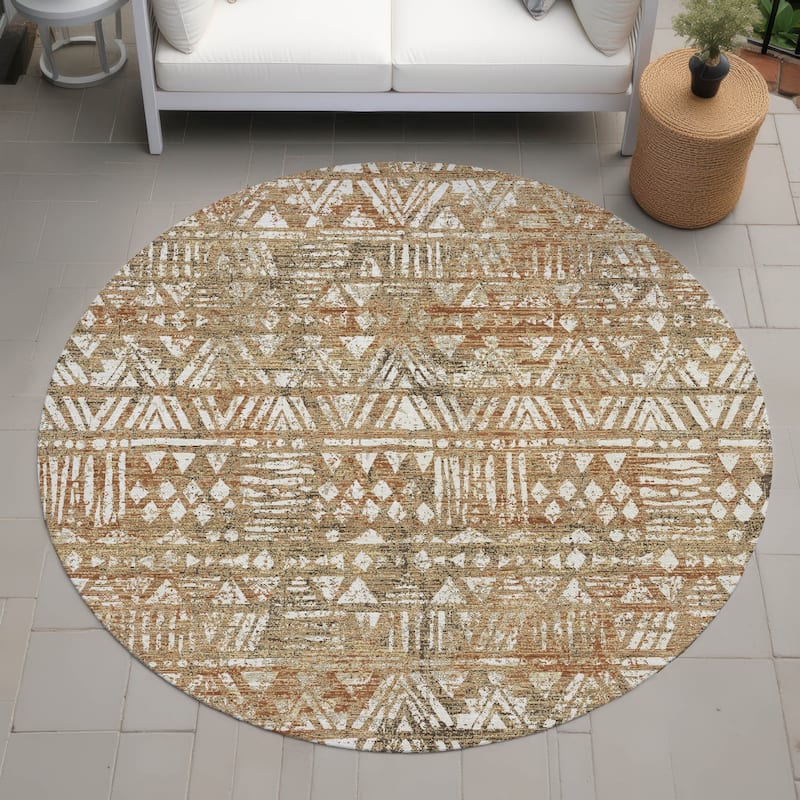 Machine Washable Indoor/ Outdoor Global Jara Chantille Rug - Paprika - 8' x 8'