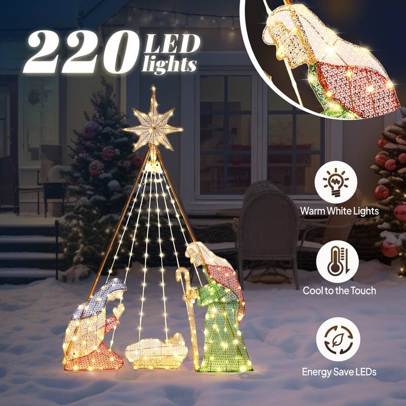 Flashing Light Garden Jesus Decoration - Yellow