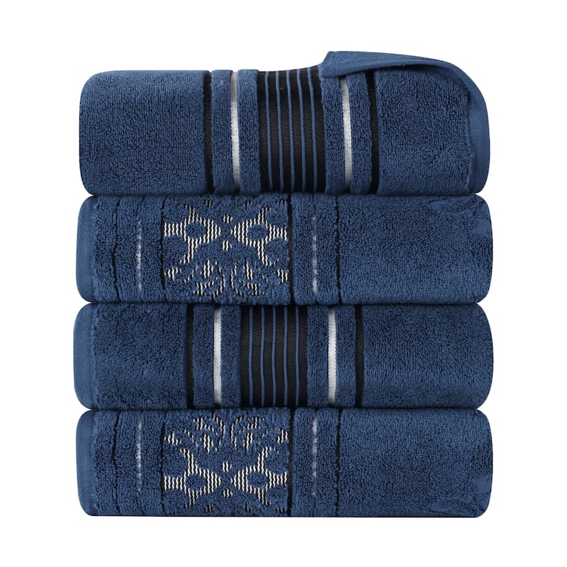 Superior Sadie Zero Twist Cotton Solid and Floral Bath Towel Set of 4