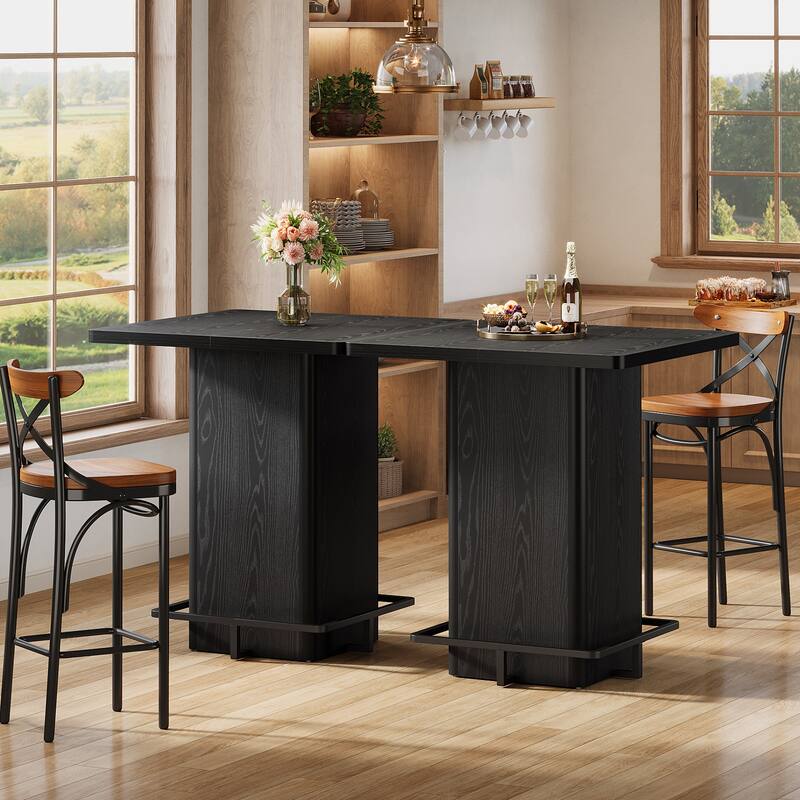 High Wood Bar Table, Bistro Pub Table, Dining Coffee Cocktail Living Room Accent Pub Desk