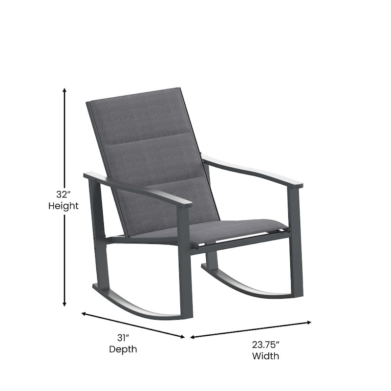 3 Piece All-Weather Rocking Chairs and Glass Top Table Bistro Set