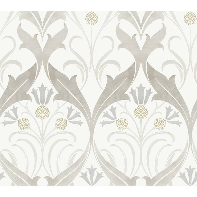 Fillmore, Unpasted Non-Woven Pine Cone Ribbon Wallpaper 27 in x 27 ft = 60.75 sq ft - Neutral