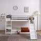 preview thumbnail 1 of 4, White Elevated Cross Guard Rail with Slide Twin Pine Wooden Bed White - Twin