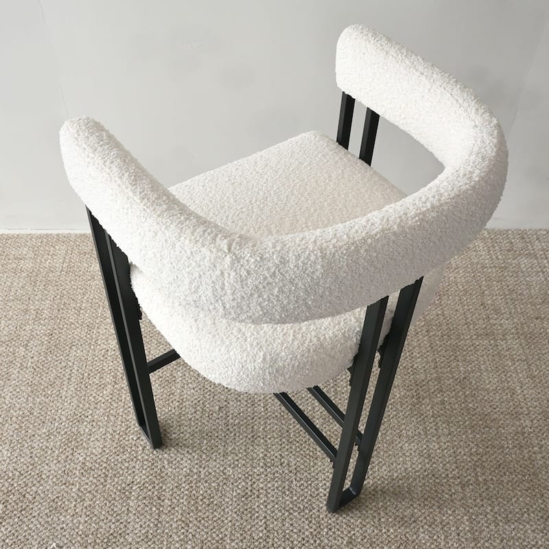 Boucle Upholstered Counter Stool with Arms(Set of 2)