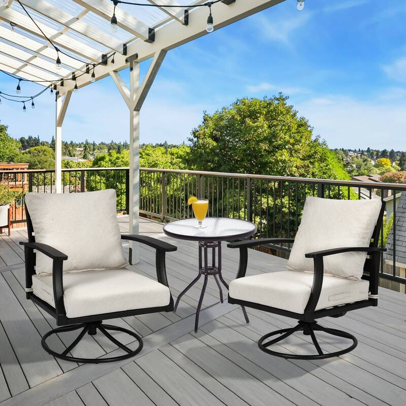 Aoodor Outdoor Deep Seat Cushion Set, Waterproof Patio Furniture Cushions with Adjustable Straps & Removable Cover