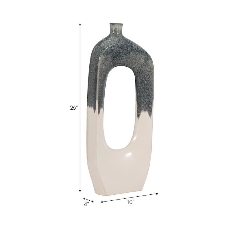 Sagebrook Home Modern Ceramic Blue/White Round Curvy Open Cutout Vase