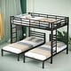 preview thumbnail 2 of 28, Modern Style Full over Twin&Twin Size Bunk Bed with Built-in Shelf and Full-length Guardrail, Space-efficient