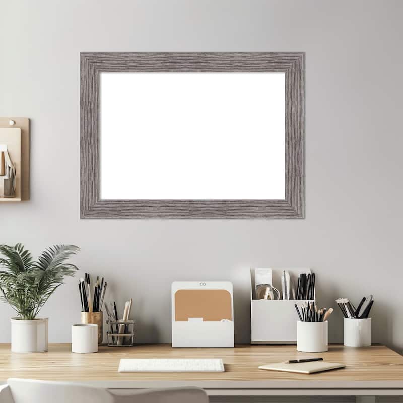 Amanti Art Pinstripe Plank Grey Narrow Framed Dry Erase Magnetic Board