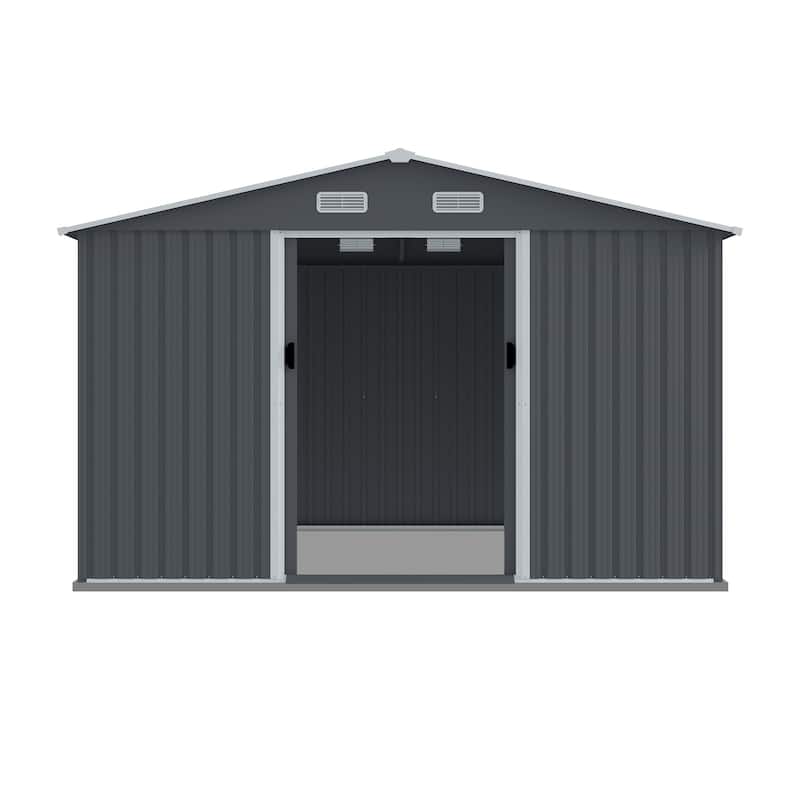 Large Metal Garden Shed Storage Shed Outdoor Tool Shed with Sliding Door Weatherproof Pet Shed for Backyard