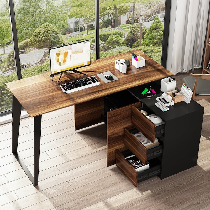 Timechee Home Office Computer Desk L-Shaped Corner Desk 54.3" Writing