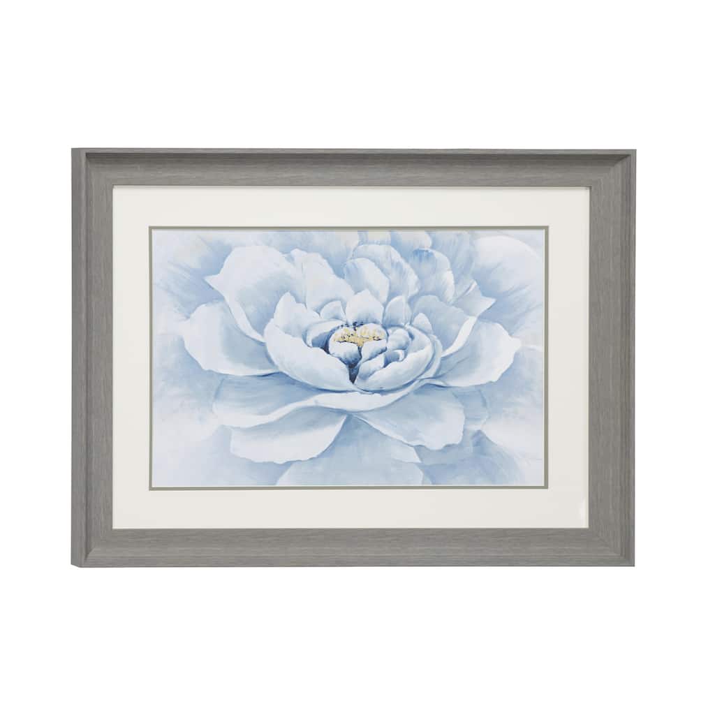 Polystone Floral Wall Decor with Gray Frame - Blue - Roche River Decor