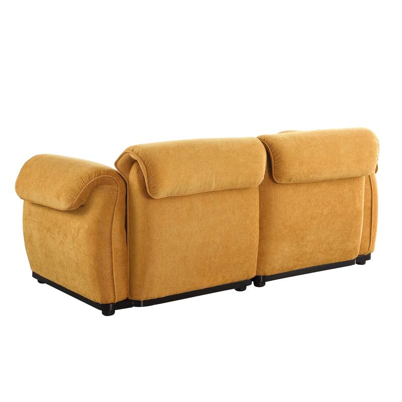 68.5" Chenille Modular Sofa - Fashionable Small Sectional with Iron Frame for Living Room, Bedroom