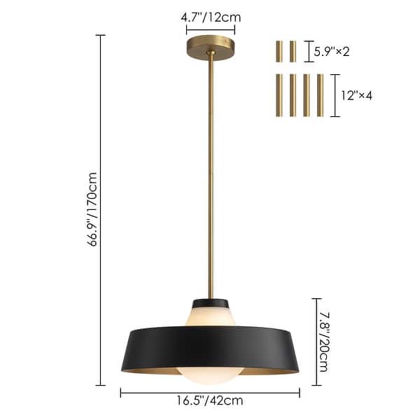 dimension image slide 0 of 2, 1-Light Modern Dome Frosted Glass Globe Pendant Light For Kitchen Island