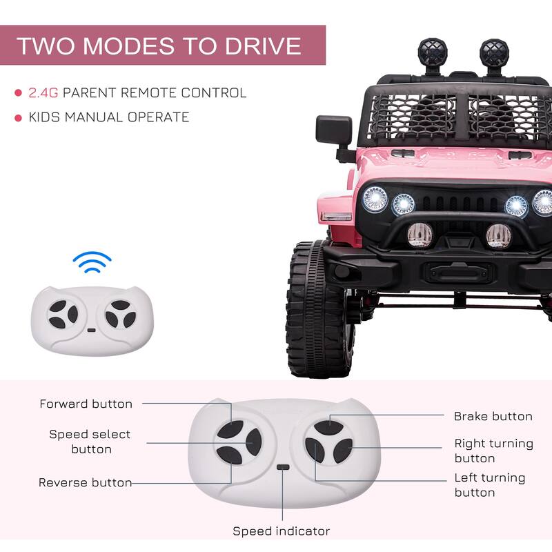 Electric 12V Kids Ride-On Truck, Parent Remote Control, Spring Suspension, LED Lights & Horn for Ages 3-6