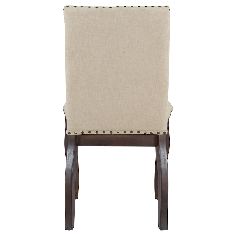 Set of 4 Dining Chairs Wood Upholstered Fabirc Dining Room Chairs with Nailhead