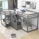 preview thumbnail 10 of 16, Metal Twin-over-Twin Bunk Bed with Guardrails, Separable into 2 Beds, Space-Saving Gray