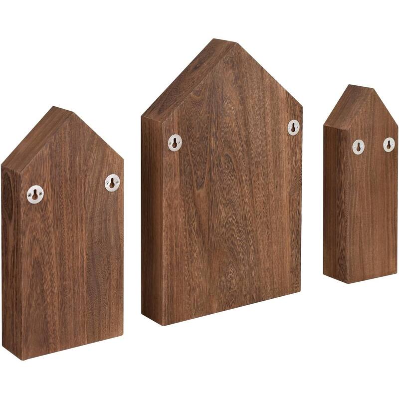 3 Pcs Set House-Shaped Shelf Wooden Shadow Cubby Box Display Shelf