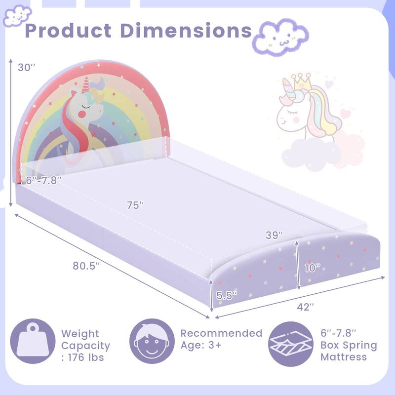 Costway Twin Floor Bed Frame with 210D Oxford Cloth Floor Mat, Middle