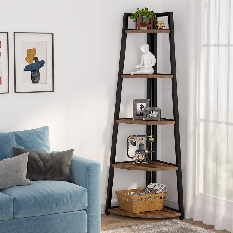 70" Tall Corner Bookcase Ladder Bookshelf, Display Shelf, Plant Stands