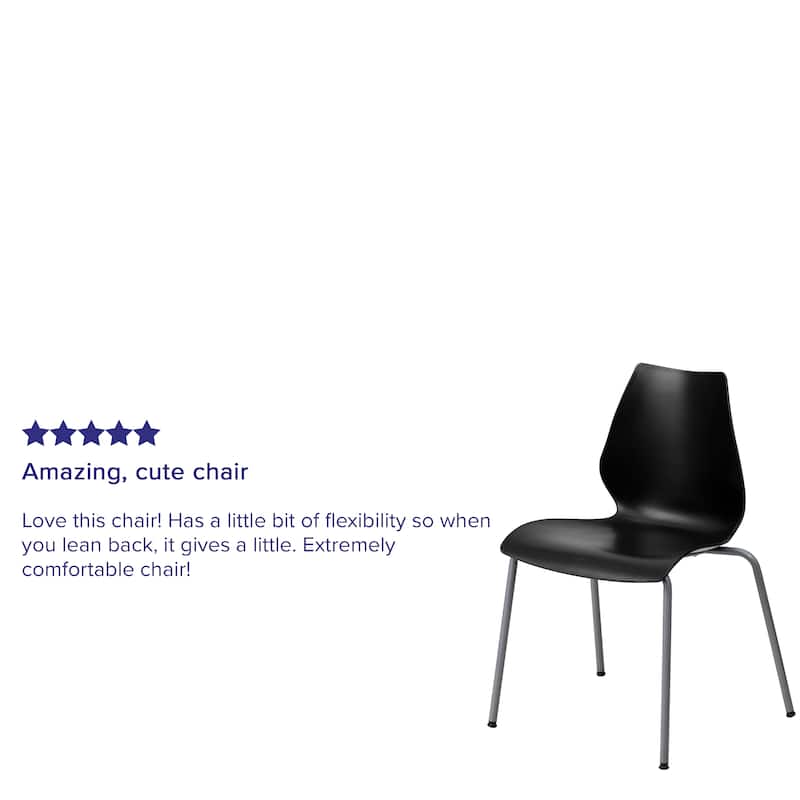 HERCULES Series Stack Chair with Lumbar Support and Silver Frame