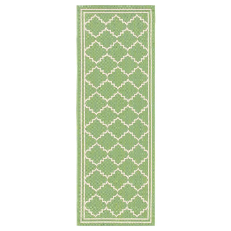 SAFAVIEH Courtyard Celine Indoor/ Outdoor Waterproof Patio Backyard Rug - 2'3" x 10' Runner - Green/Beige