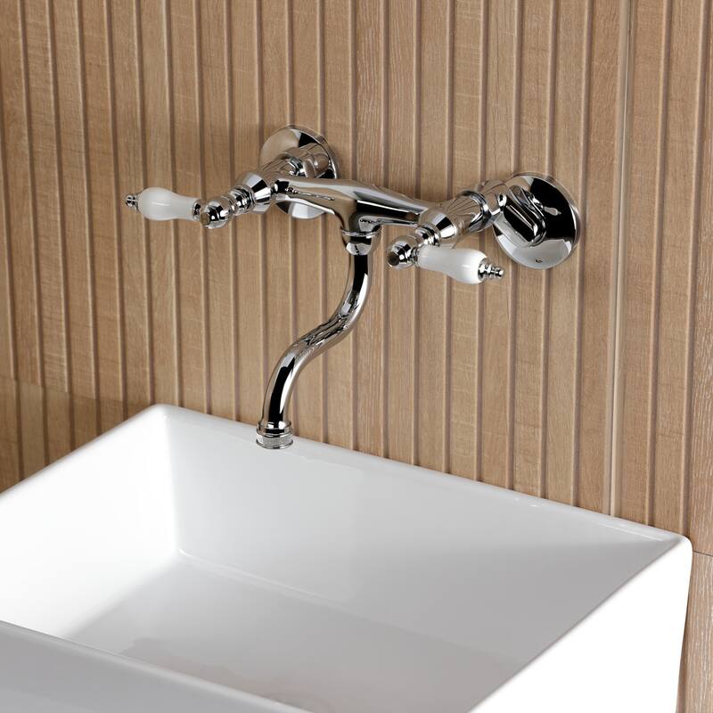 Kingston Brass Kingston Two-Handle 2-Hole Wall Mount Bathroom Faucet