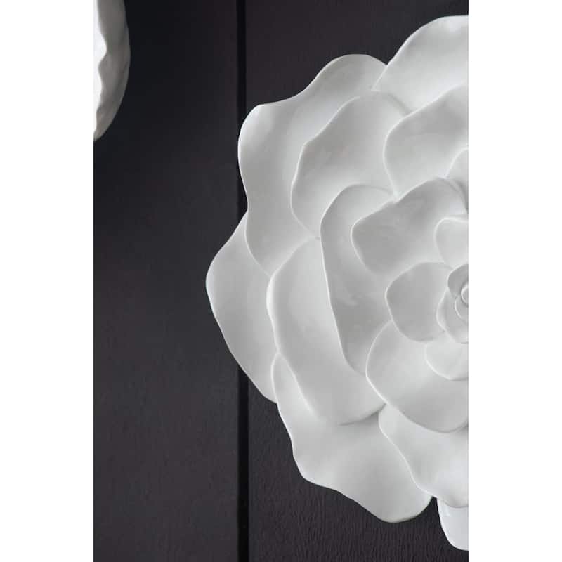 Rose Hanging Wall Accents - 12" - White - Set of 2